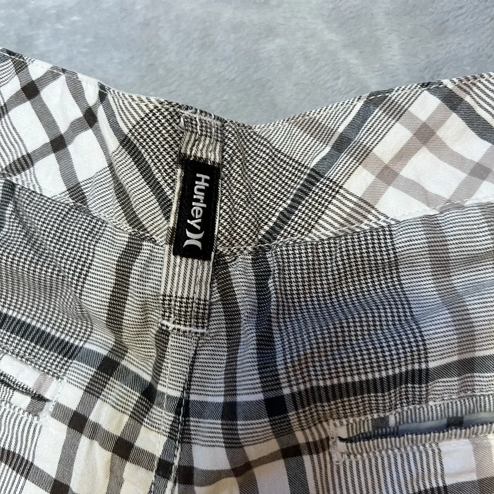 Hurley Plaid Cargo Shorts Mens Size 32 Cotton Blend‎